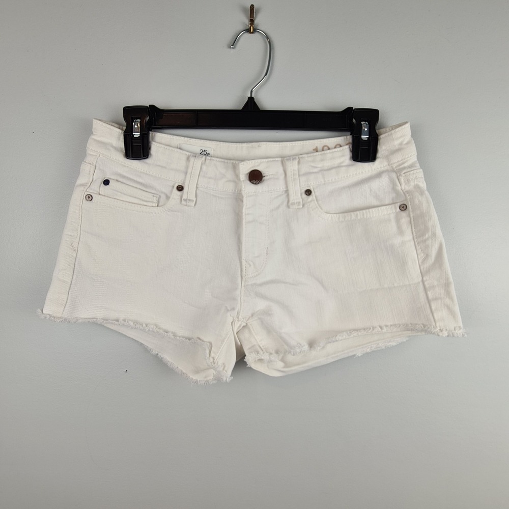 Gap 1969 Summer Cut-Offs White Denim Shorts Womens 25P Low Rise Raw Hem Frayed